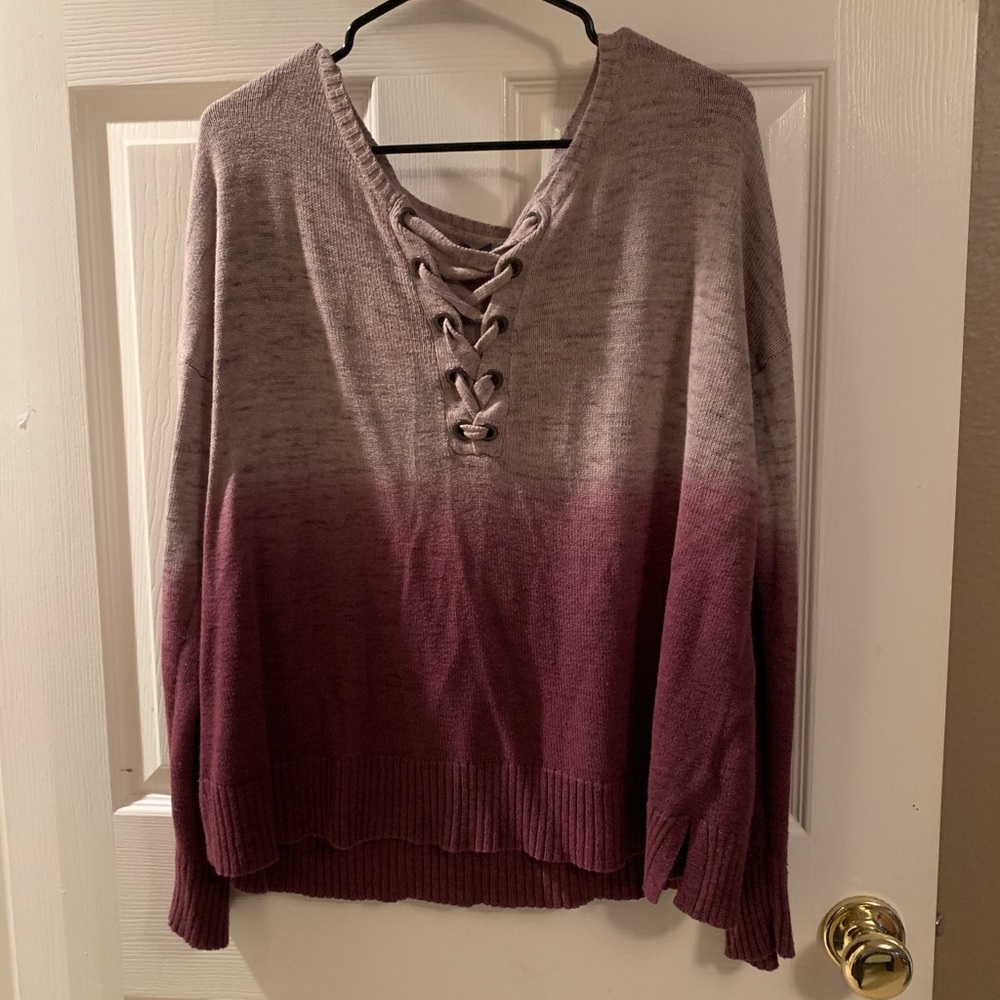 Ombré Sweater Laced up Front